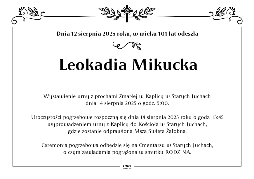 Leokadia Mikucka - nekrolog